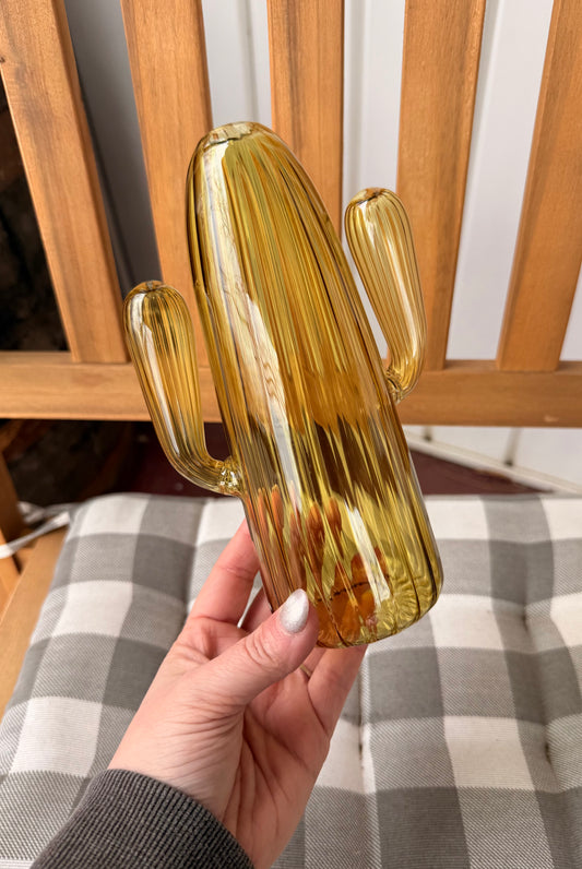 Amber Glass Cactus Decor