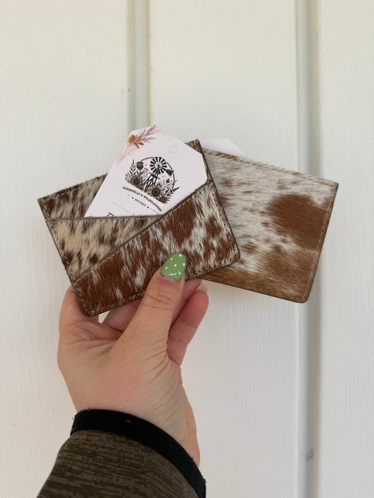 Diagonal Cowhide Credit Card Holder