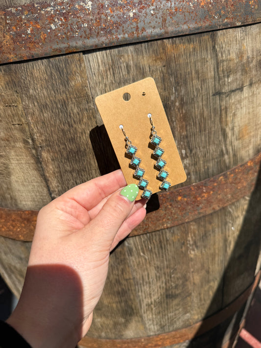 Turquoise Square Drop Earrings
