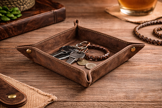 Cowhide & Leather Catchall Tray