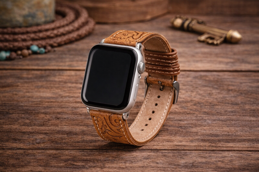 Saddleback Trail Tooled Leather Watch Band
