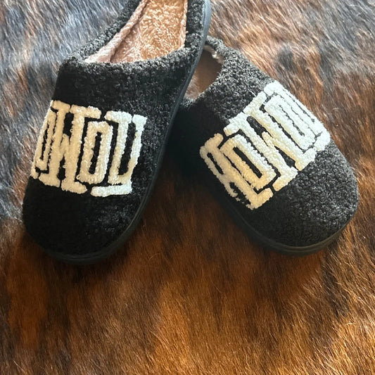 Black Cozy Howdy Slippers