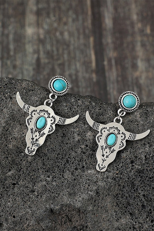 Turquoise Longhorn Dangle Earrings